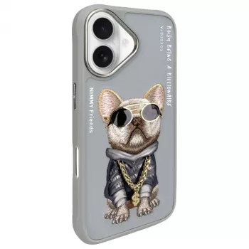 Nimmy zaščitni ovitek za Apple iPhone 16 6,1 inch, siv Glasses Cool Dog