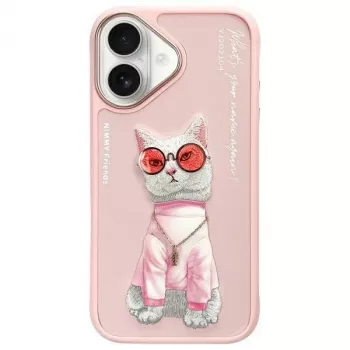 Nimmy ovitek za Apple iPhone 16 6,1 inch, roza Glasses Cool Cat