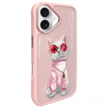 Nimmy ovitek za Apple iPhone 16 6,1 inch, roza Glasses Cool Cat