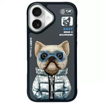 Nimmy Cool&Cute 2.0 Dog zaščitni ovitek za Apple iPhone 16 6,1 inch, črn