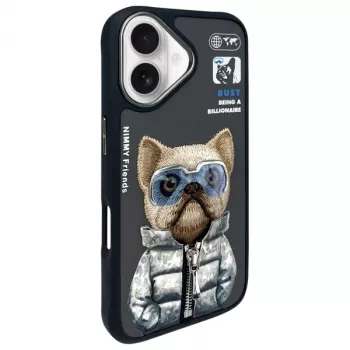 Nimmy Cool&Cute 2.0 Dog zaščitni ovitek za Apple iPhone 16 6,1 inch, črn