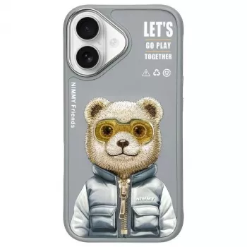 Nimmy ovitek Cool&Cute 2.0 Bear za Apple iPhone 16 6,1 inch, siv