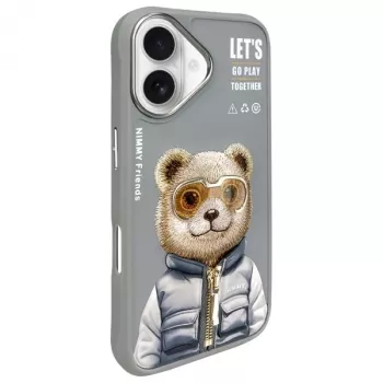 Nimmy ovitek Cool&Cute 2.0 Bear za Apple iPhone 16 6,1 inch, siv