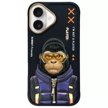 Nimmy ovitek Cool&Cute 2.0 Monkey za Apple iPhone 16 6,1 inch, črn