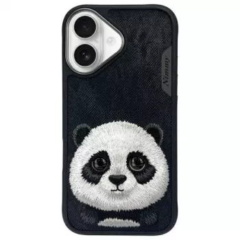 Nimmy Big Eyed Pet 2.0 Panda ovitek za Apple iPhone 16 6,1 inch, črn