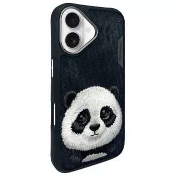 Nimmy Big Eyed Pet 2.0 Panda ovitek za Apple iPhone 16 6,1 inch, črn