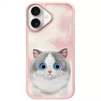 Nimmy ovitek Big Eyed Pet 2.0 Cat za Apple iPhone 16 6,1 inch, roza