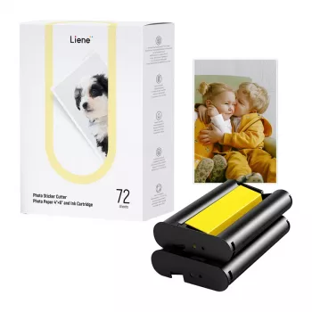 Liene PixCut komplet fotografskega papirja in kartuš s črnilom 4x6, 72 listov, sijaj, termična sublimacija