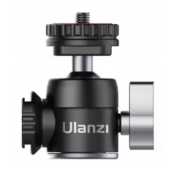 ULANZI U-60 mini kroglična glava z dvema držaloma za hladno čevelj, navoj 1/4 inch, aluminijeva zlitina, nosilnost 1,5 kg, črna