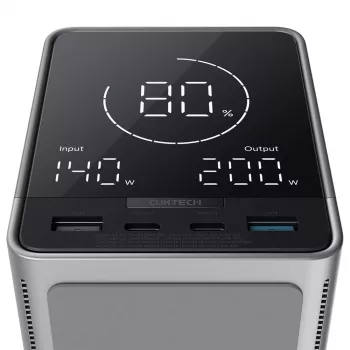CUKTECH 300W 40000 mAh power bank z brezžičnim polnjenjem 2x USB-C + 2x USB-A črn