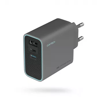 CUKTECH CUKAD653EUGR 65W GaN 3-portni polnilnik USB-C & USB-A - siv