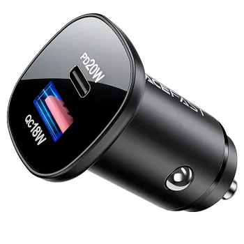 ACEFAST avtomobilski polnilnik 38W USB-C / USB-A, PPS, Power Delivery, Quick Charge 3.0, AFC, FCP, črn (B1)