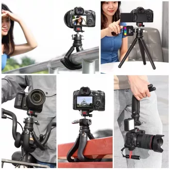Ulanzi Claw Flexible Tripod Pro s hladilno čevljo in 3x vijaki 1/4 palca za fotoaparat, pametni telefon, akcijsko kamero