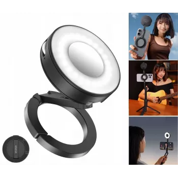 ULANZI ML05 magnetna LED video luč z ogledalom, združljiva z MagSafe, 2500K-9000K, 3W, črna