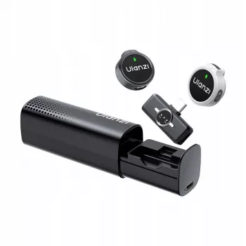 Ulanzi A21 brezžični mikrofonski sistem 2,4 GHz dvojni lavalier clip-on s sprejemnikom USB-C in polnilnim ovitkom