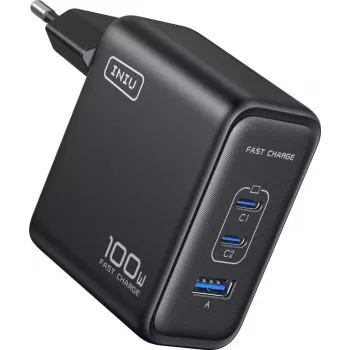INIU Leopard polnilnik 100W GaN USB-C EU vtič, črn