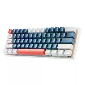 Machenike K500-B61 žična mehanska igralna tipkovnica, kompaktna s 61 tipkami, rjavi stikali, RGB osvetlitev ozadja, modro-bela