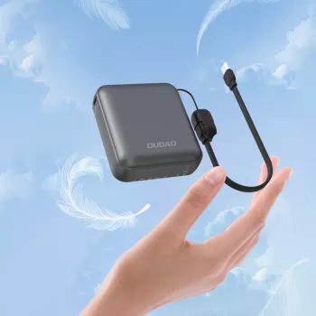 Dudao K22+ ultrakompaktna prenosna baterija 10000mAh 22,5W USB-C z vrvico/kablom - siva