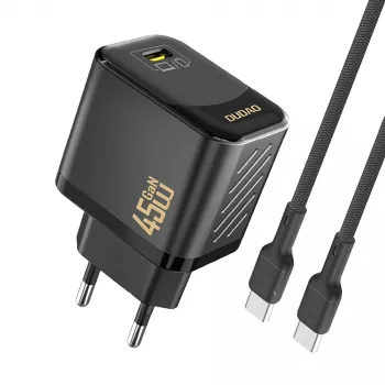 Dudao A28C 45W GaN polnilnik s kablom USB-C – črn