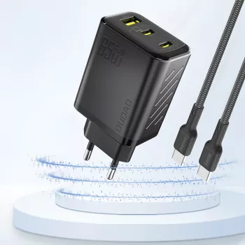 Dudao A29 65W GaN napajalnik 2x USB-C + 1x USB-A, črn