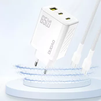 Dudao A29 65W GaN 2x USB-C + 1x USB-A polnilnik – bel