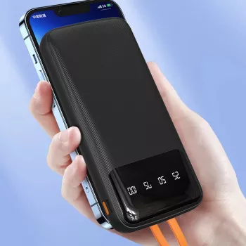 Dudao K6Pro univerzalni powerbank 10000mAh s kablom USB, USB-C, Lightning, črn (K6Pro-black)