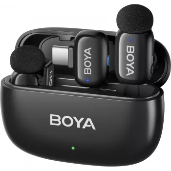 BOYA mini 2-02 brezžični mikrofonski sistem 2,4 GHz USB-C – črn