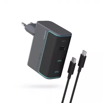 CUKTECH CUKAD1003EUG GaN 100W 2x USB-C 1x USB-A polnilnik s kablom USB-C – siv