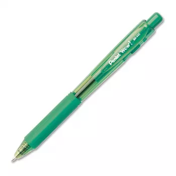 Pentel WOW! kemični svinčnik s potisnim mehanizmom - zeleno črnilo - 1,0 mm srednja konica - prozorno ohišje z zelenimi poudarki