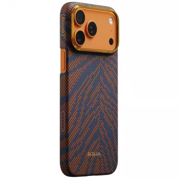 PITAKA Edge ovitek Breath of Veins za iPhone 17 Pro Max, aramidna vlakna, Burning Orange, združljiv z MagSafe