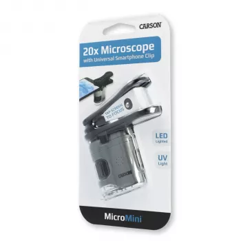 Carson MicroMini 20x ročni prenosni mikroskop z LED osvetlitvijo, črn