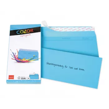 ELCO Color ovojnica C5/6 (114 x 229 mm), brez okna, samolepilna, 100 g/m², modra, 25 kosov (74617.32)