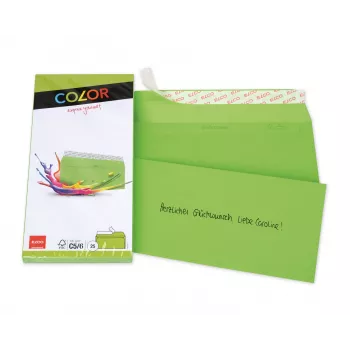 ELCO Color ovojnica C5/6 (114 x 229 mm), brez okna, samolepilna, 100 g/m², intenzivno zelena, 25 kosov (74617.62)