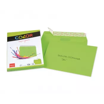 ELCO Color ovojnica C5 (162 x 229 mm), brez okna, samolepilna, 100 g/m², zelena, 25 kosov (74618.62)