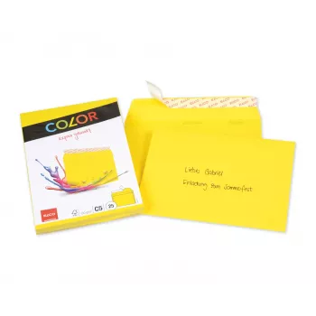 ELCO Color ovojnica C5 (162 x 229 mm), brez okna, samolepilna, 100 g/m², rumena, 25 kosov (74618.72)