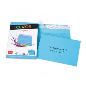 ELCO Color ovojnica C6 (114 x 162 mm), brez okna, samolepilna, 100 g/m², modra, 25 kosov (74634.32)