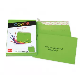ELCO Color ovojnica C6 (114 x 162 mm), brez okna, samolepilna, 100 g/m², zelena, 25 kosov (74634.62)