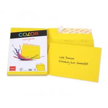 ELCO Color ovojnica C6 (114 x 162 mm), brez okna, samolepilna, 100 g/m², rumena, 25 kosov (74634.72)