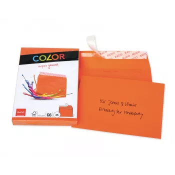 ELCO Color ovojnica C6 (114 x 162 mm), brez okna, samolepilna, 100 g/m², oranžna, 25 kosov (74634.82)