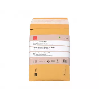 ELCO Ecosafe papirna podložena vrečka 170 x 225 mm, samolepilna, rjava, 4 kosi (74651.92)