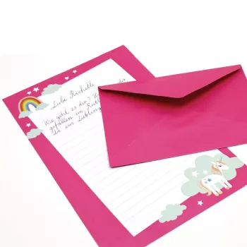 Artoz Papier 334001-03 pisemski papir z ovojnicami, Unicorn roza (pribl. DIN A5), 80 g/m², 1 paket