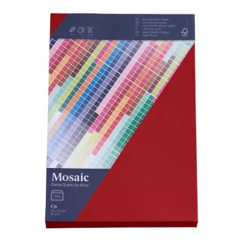 Artoz Papier Mosaic ovojnice DIN C6 brez okna ognjeno rdeče mokro lepljive 20 kosov