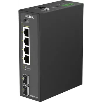D-Link DIS-210G-06P industrijsko pametno upravljano gigabitno stikalo PoE+, 4 vrata PoE+, 2 SFP, 120W