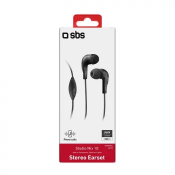 SBS TEINEARKL ušesna slušalka z mikrofonom - črna - žična - 1,2 m kabel - 3,5 mm priključek - klici in glasba