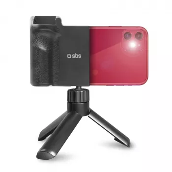 SBS Wireless Reflex Set BT komplet za vloganje s pametnim telefonom z mini stojalom, Bluetooth sprožilcem in LED obročasto lučjo, črn
