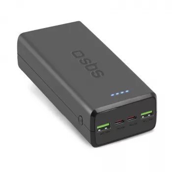 SBS powerbank 30000 mAh Power Delivery 20W z več vrati črn