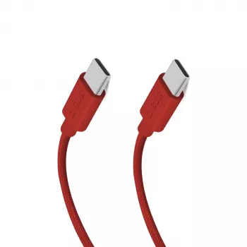 SBS TECABLETISSUETCCR kabel USB-C na USB-C 1,5 m 60 W pleten rdeč