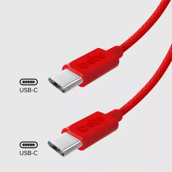 SBS TECABLETISSUETCCR kabel USB-C na USB-C 1,5 m 60 W pleten rdeč
