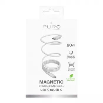 PURO ELEKTRIK magnetni kabel USB-C na USB-C 60W USB 3.2 (20 Gbit/s) 1m, bel