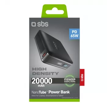 SBS HD 65W 20000mAh prenosni polnilnik z LCD-zaslonom – črn